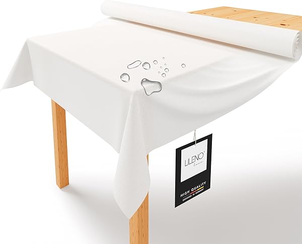 LILENO HOME Tischdeckenrolle 1,10 x 25 m - Tischdecke Weiß aus Vlies - Stoffähnlich, abwaschbare Tischdecke als Rolle, Meterware Tischtuchrolle - Einweg Papiertischdecke Rolle Alternative