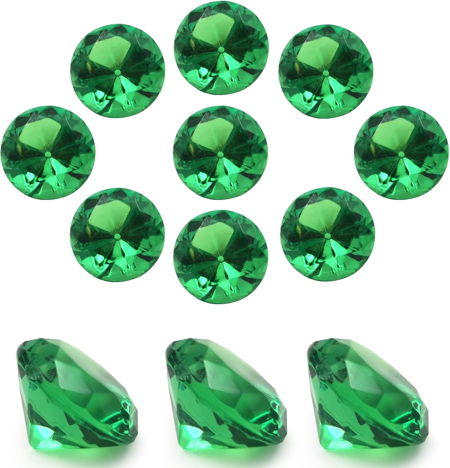 Vase Fillers - XHKDSYMC 100 pcs Acrylic Diamond Gems, Green Acrylic Diamonds 1 Inch Faux Diamonds Large Acrylic Diamond Vase Filler Fake Diamonds Decor for Party, Event, Wedding, Arts & Crafts, Birthday Decorations