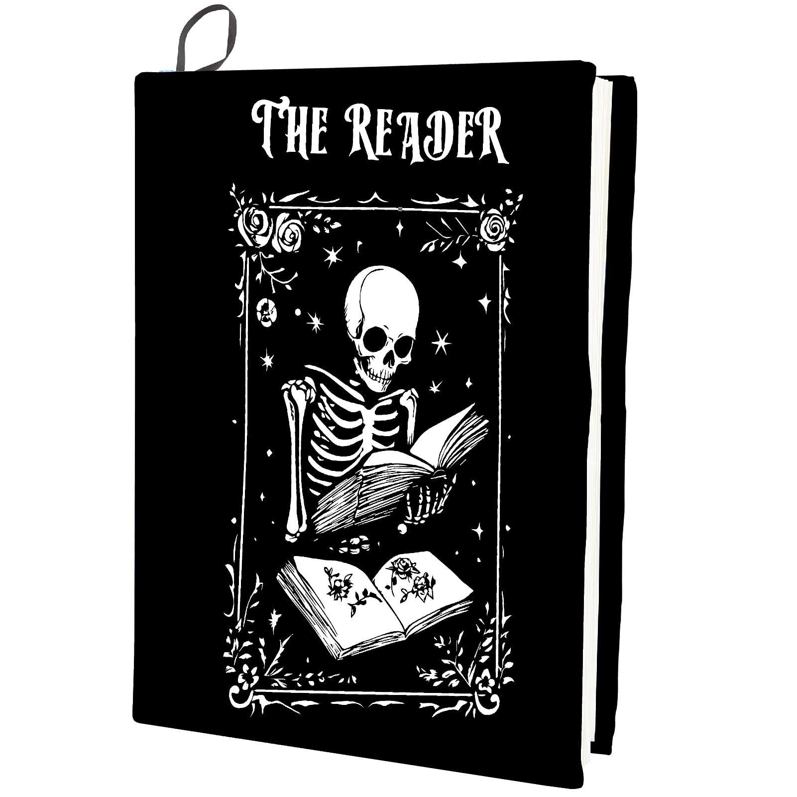 CRASPIRE Skeleton Stretchable Book Cover Black Washable Reusable Large Nylon Book Protector Elastic Notebook Wraps Suitable for Hardcover Books Classroom Students