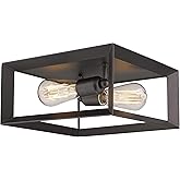 Emliviar 2-Light Ceiling Light, 12" Flush Mount Ceiling Lighting Fixture, Oil Rubbed Bronze Finish, 3040-2 ORB
