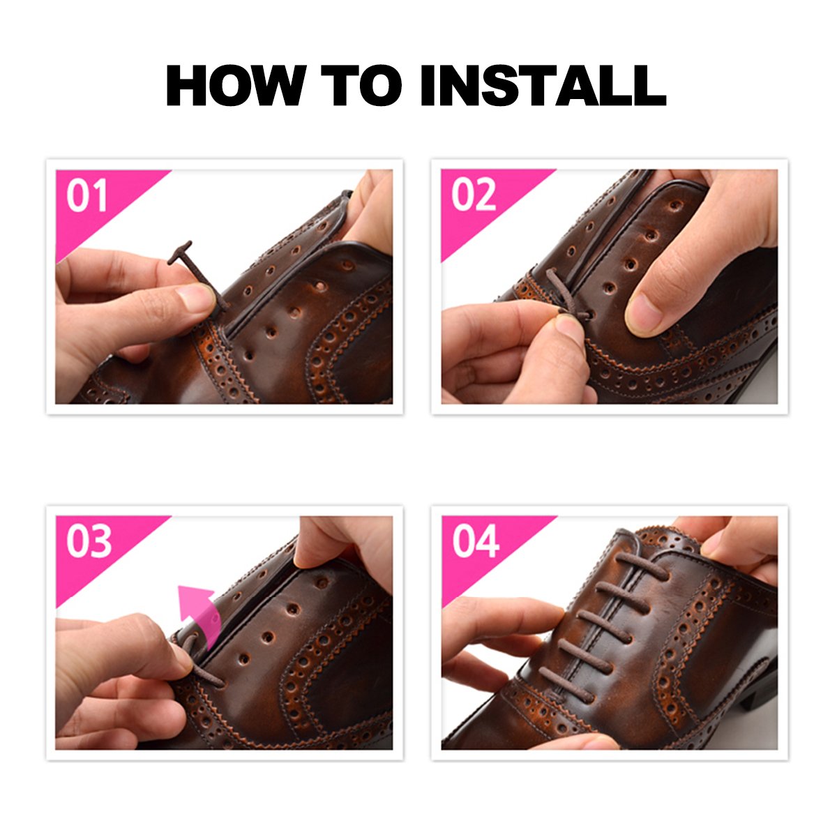 Elastic No Tie Shoe Laces for Business Men and Women, Dress Shoes Leather Shoes Boots Silicone Waxed Thin Oxford Round Shoe Laces leather shoe