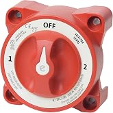 Blue Sea Systems e-Series Battery Switch 3 Position with Alternator Field Disconnect, 32V DC, 325A, Red, 11001