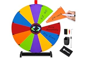 WinSpin 24" Tabletop Spinning Prize Wheel, DIY Modular Spin Doodle Game Spinner, Dry Erase Spinning Wheel for Carnival Games Events School Party, 12 Slots