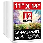 Canvases for Painting 11x14 Inch, 12 Pack Blank Painting Canvas Boards for Painting Supplies-100% Cotton Canvas Panels Acid-Free Primed for Oil Paint,Watercolor, Acrylic Paint, Gouache and Tempera.