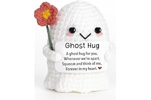 FRABACA Ghost Hug Crochet Plush - Unique Halloween Boo Basket Christmas Stocking Stuffers, Spooky Thoughtful Thinking Gifts for Women Men, Her Him, Best Friends, Long Distance Relationship Handmade Friendship