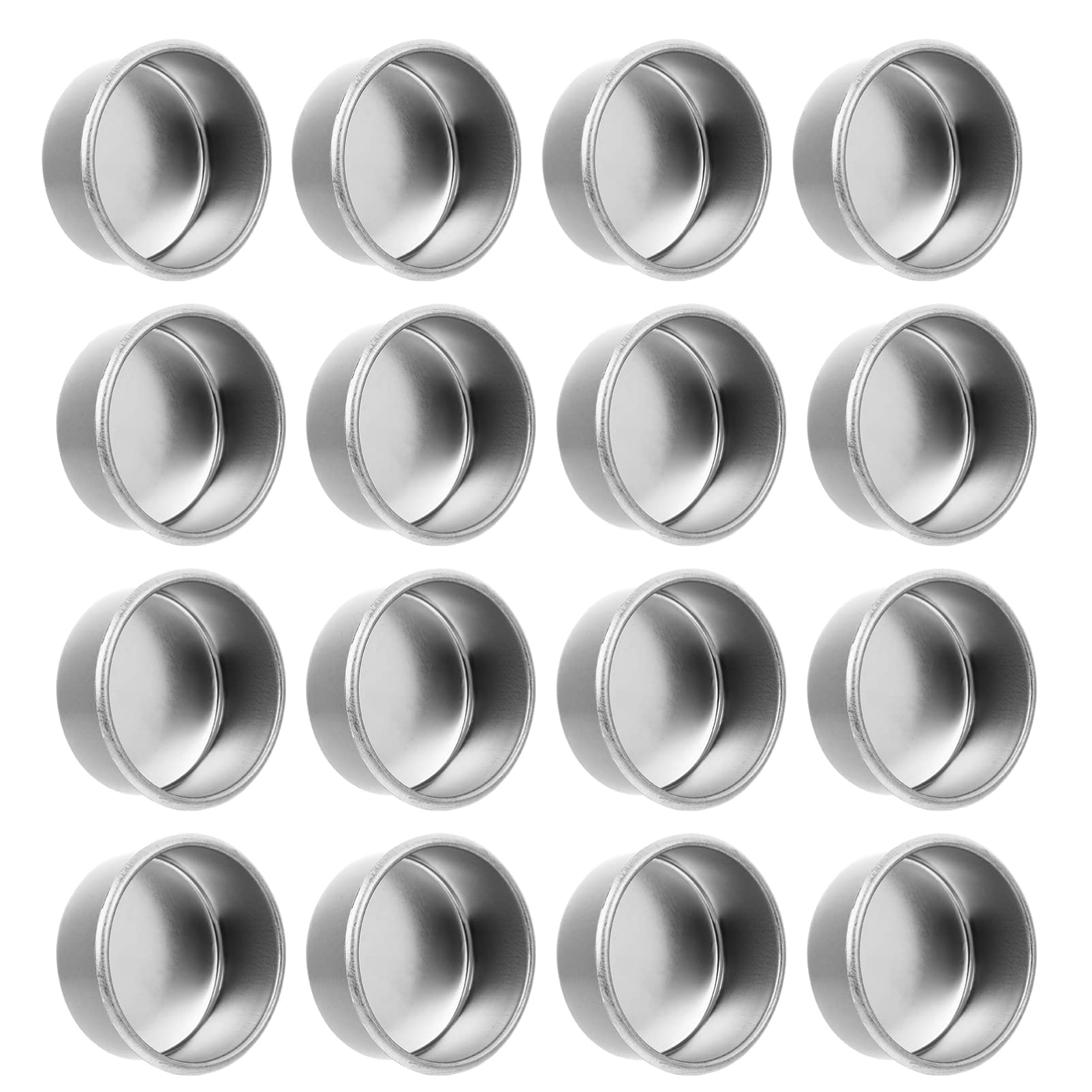 FRCOLOR Aluminum Tea Light Tins, 20pcs Round Tin Tea Light Cups Empty Candle Wax Containers Metal Candlestick Holder Cup Christmas (Sliver)