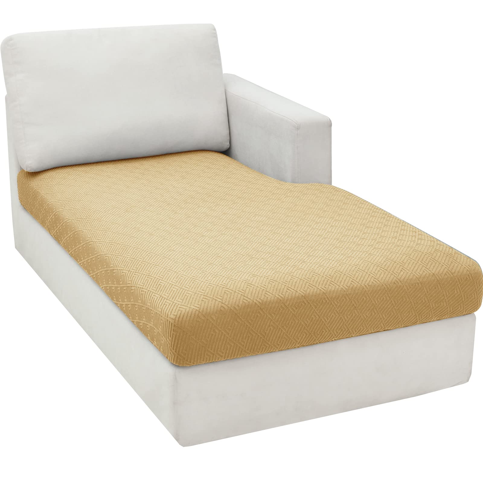 CHELZEN Super Stretch Sofa Seat Cushion Cover, Fitted Sofa Cushion Slipcovers, Soft Couch Cushion Covers, L Shaped Chaise Longue Furniture Protector (Chaiselounge, Beige) — image 1