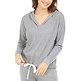 Alfani Women's Thermal V-Neck Pajama Hoodie, Pewter Heather, XX-Large