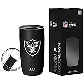 Simple Modern Officially Licensed NFL Las Vegas Raiders 16oz Travel Coffee Tumbler with Flip Lid | Stainless Steel Cup | Football Gifts for Men, Women | Voyager Collection | Las Vegas Raiders