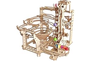 I-CHONY Wooden Marble Run 3D Puzzle - Wood Crafts Mechanical Marble Run Assembly Building Model Kits - Wooden Puzzle DIY Brain Teaser Puzzles - Christmas Birthday Gifts for Adults & Teens Boys Girls