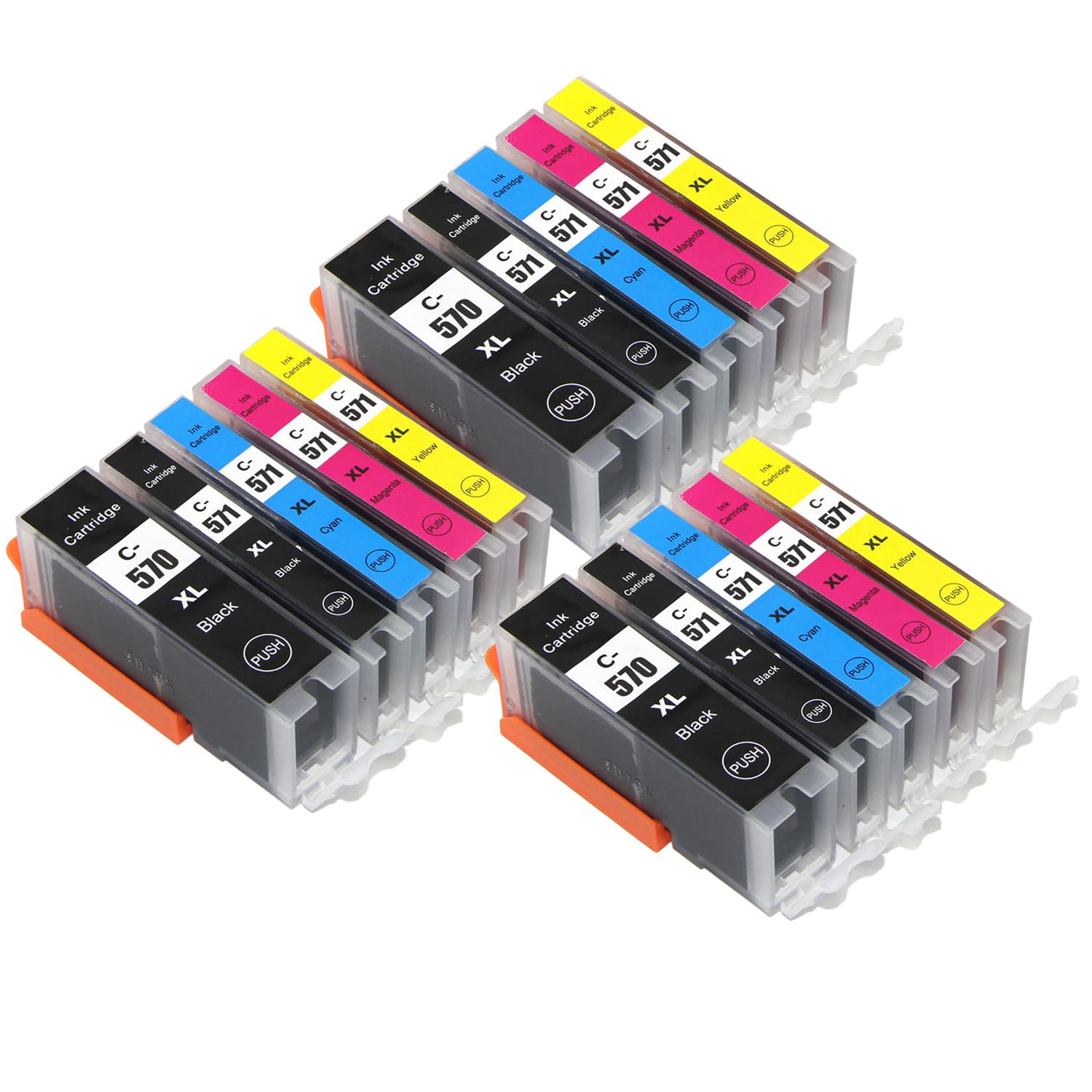 Go Inks Compatible PGI-570XL CLI-571XL Ink Cartridges (Set) - 15 Pack for Canon MG5700 MG5750 MG5753 MG6800 MG6850 MG6851 MG7750 MG7752 TS5050 TS5051 TS5055 TS6050 TS6052 TS8050 TS8053 TS9050 TS9055