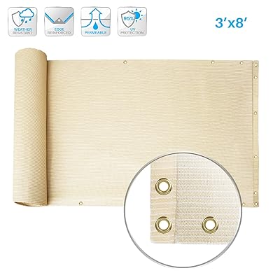 &Eacute;cran de confidentialit&eacute; de terrasse de patio 3 'x 8' Parfait pour l'ext&eacute;rieur, arri&egrave;re-cour, balcon, piscine, porche, soins de la rampe, jardinage, protection contre les rails du bouclier de cl&ocirc;ture Beige -Personnalis&eacute;