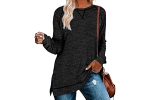 Aokosor Womens Sweaters Long Sleeve Shirts Lightweight Side Split Tunic Tops for Leggings Trending Now 2023