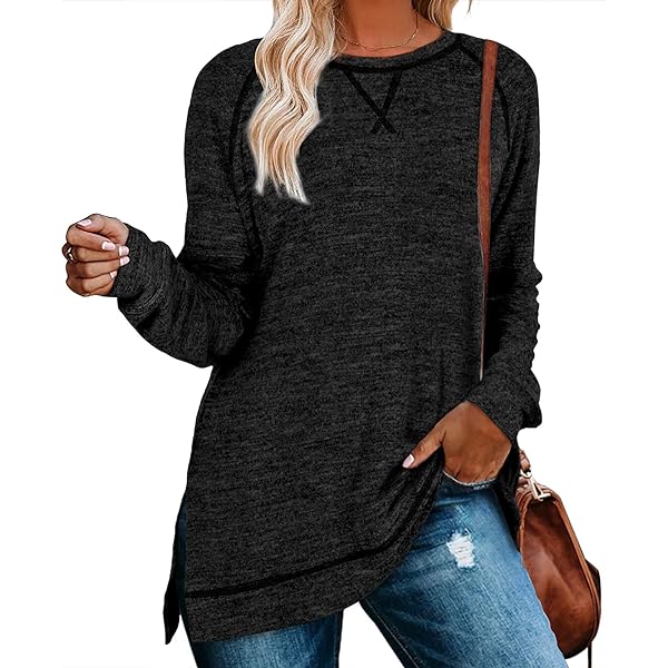 WELINCO Womens Crewneck Sweatshirts Color Block Long Sleeve