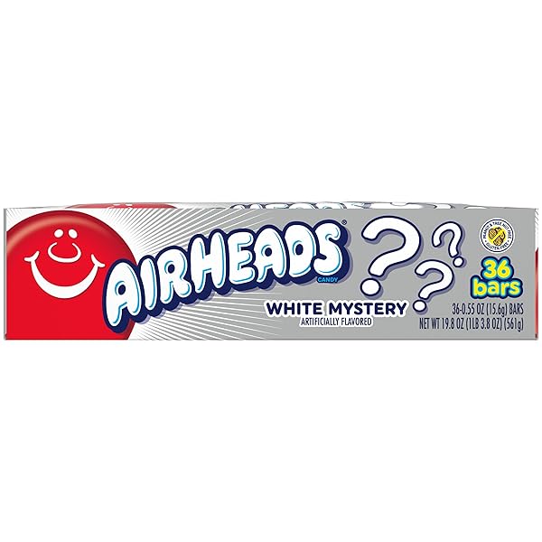 AIRHEADS CANDY INDIVIDUALLY WRAPPED BARS, WHITE MYSTERY, PARTY, 0.55 OUNCE