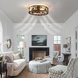 BUXVRCS 19.68'' Flush Mount Caged Ceiling Fan with