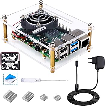 Bruphny Caja para Raspberry Pi 4, Caja con Cargador de 5V 3A USB-C ...