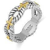 dnswez Two Tone Vintage Rings for Women - Gold and Silver Cable Ring Trendy Statement Ring Twisted Cable Wire Band Ring Jewelry Gift