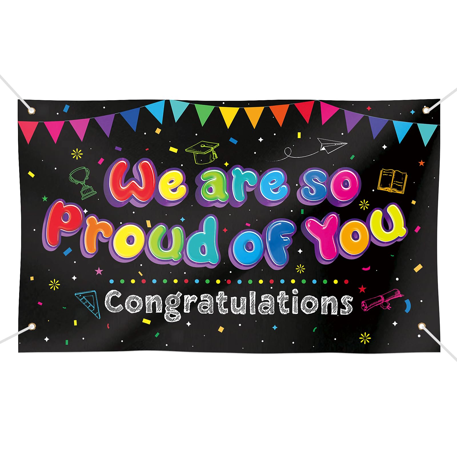 Congratulations Banner We Are So Proud Of You Banner Congratulation Backdrop Kindergarten Graduation Decoration Preshool Nursery Primary School Graduation Party Decorations