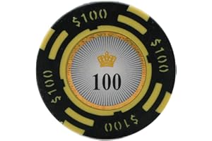 Versa Games Crown Casino Clay Poker Chips in 13.5 Gram Weight Pack of 50 (Black)