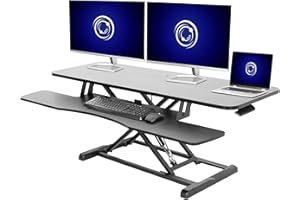 VIVO 48 inch Desk Converter, K Series, Height Adjustable Sit to Stand Riser, Dual Monitor and Laptop Workstation with Wide Ke