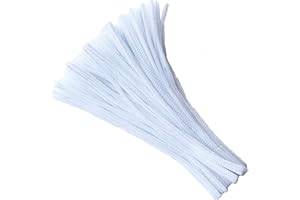 Carykon 100 PCS Fuzzy Chenille Stems Pipe Cleaners for Arts and Crafts (White)