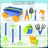 deAO Pull Along Kids Wagon Wheelbarrow Garden Play Set with 10 Accessories view 2