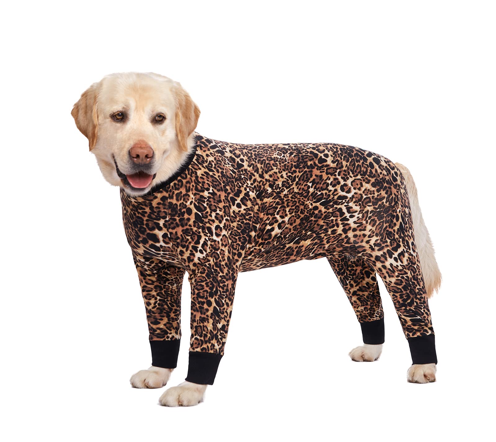 Blue Dream Island Dog Pajamas Jumpsuit for Medium Large Dog Lightweight Cotton Dog Shirt Anti-Hair Dog Onesies After Surgery Dog Recovery Clothes_32(Leopard) — image 1