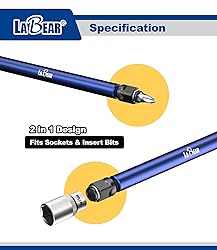 LABEAR - 1/2"x8", 2-in-1 Impact Bit and Socket