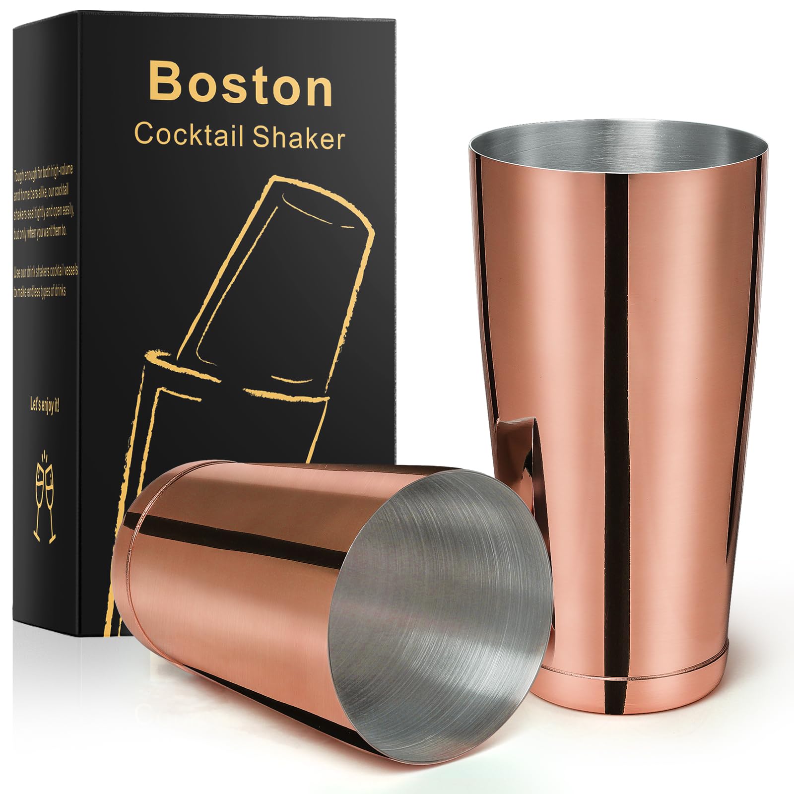 Stainless Steel Boston Shaker - 2-piece 18oz & 28oz Professional Bartender Cocktail Shaker Bartender Shaker Kit - CTSK0013 (Copper)