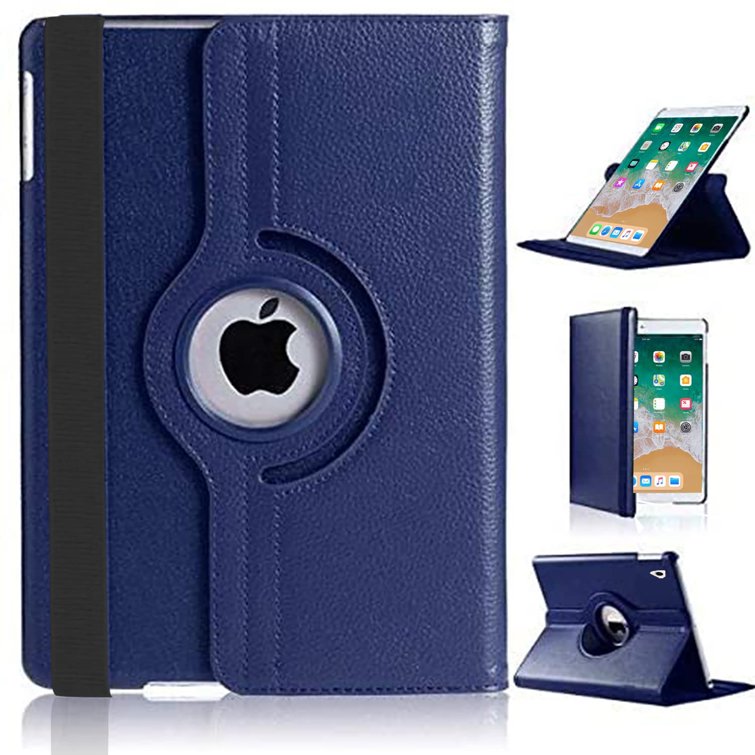 For iPad Air 9.7 Case Air 2 (2017/2018) 5th 6th Gen [360 Rotating Stand] [Auto Sleep/Wake] PU Leather Smart Folio Protective Tablet Cover 9.7 inch (BLUE) — image 1