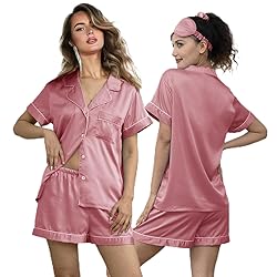 WJing Yi Jia 5Pcs Womens Soft Satin Pajama Set