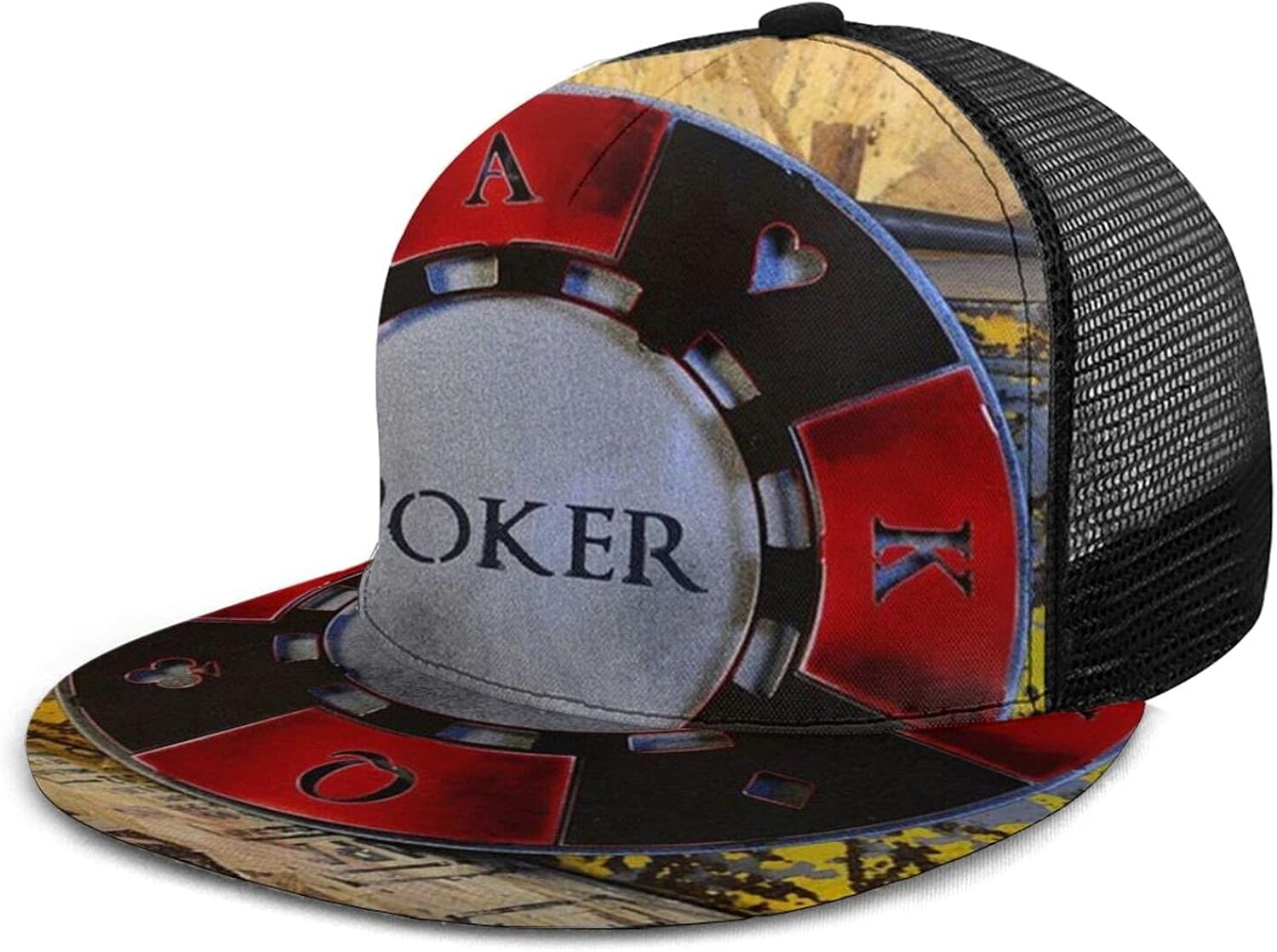 ZORIN 3D Flat Bill Baseball Cap Vintage Poker Chips Gambling Snapback