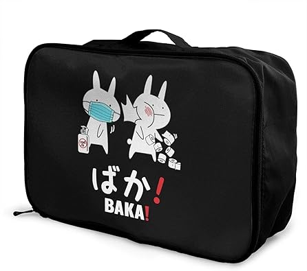 Amazon トラベルバッグ 折りたたみ ボストンバッグ Baka 漫画うさぎの平手打ち ばか キャリーオンバッグ 旅行用トロリーバッグ サブバッグ 衣類収納ケース スーツケースに固定可 荷物収納バッグ キャリーケース 出張 メンズ レディース 機内持ち込み シューズ バッグ