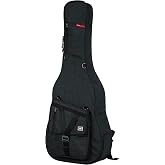 Gator Cases Transit Series Lightweight Acoustic Guitar Gig Bag with Back Pack Straps, Weather Resistant Exterior, and Rubberized Bottom, Charcoal Black Exterior (GT-ACOUSTIC-BLK)