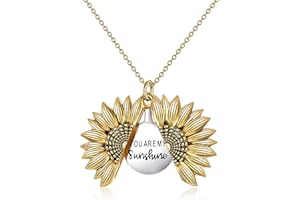 YFN Sterling Silver Sunflower Locket Necklace You Are My Sunshine Engraved Pendant Necklaces Gift for Her