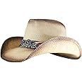 grinderPUNCH Western Outback Cowboy Hat Men's Women's Style Classic Straw Western Cowgirl Hat