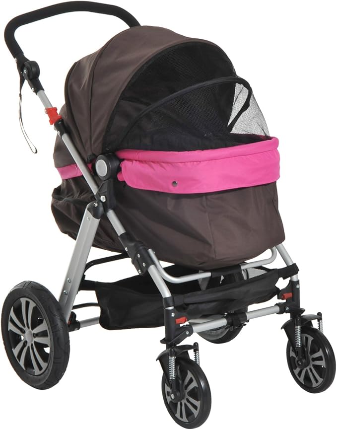 Pawhut Dog Carrier Pet Stroller Travel Pushchair w/Four Wheels And Rear