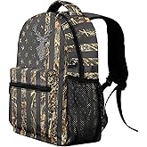 HUGLAZY Camo Backpack for Boys,Camouflage Book Bag American Flag BackPack for School Travel Work