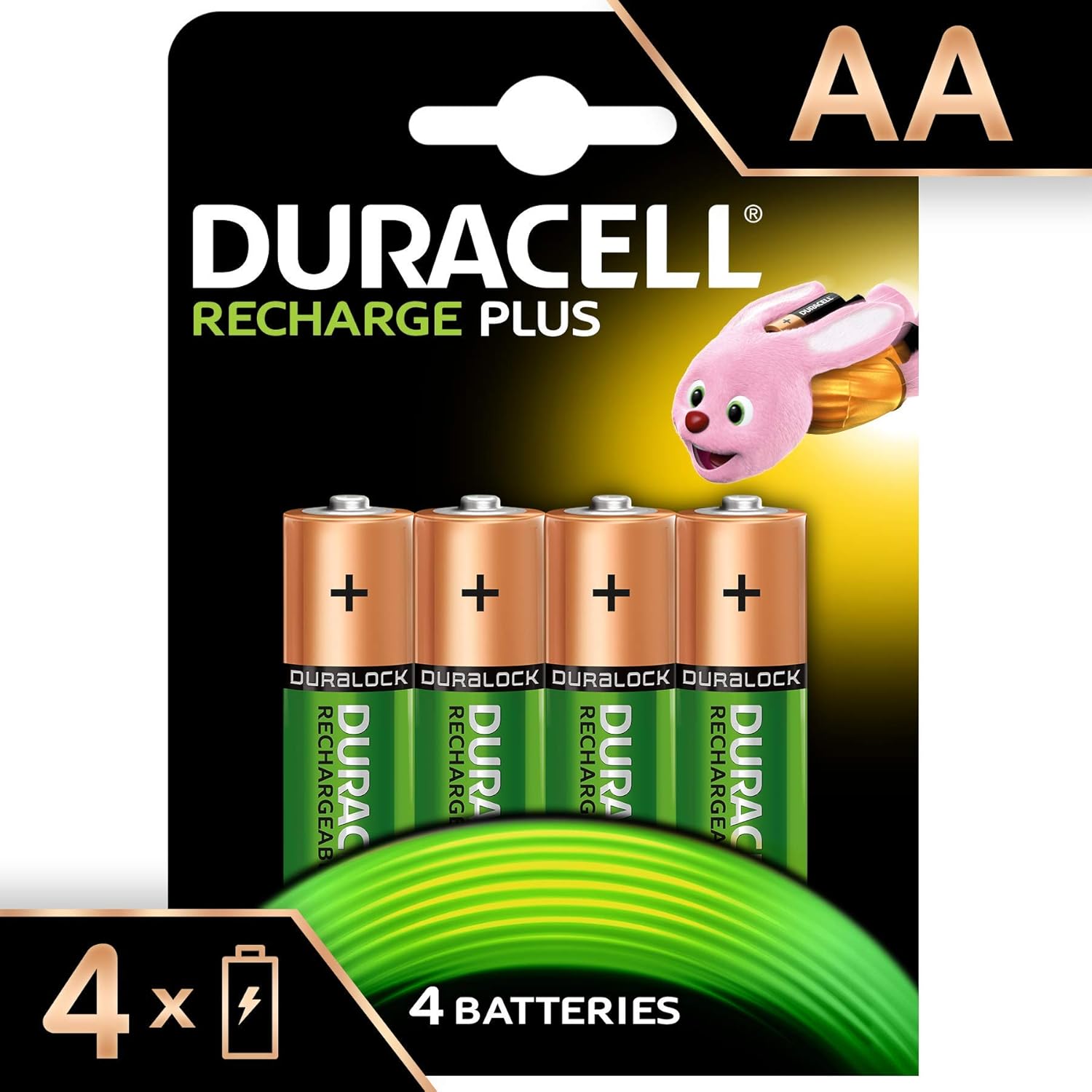 Duracell Recharge Plus Piles Rechargeables type AA 1300 Mah Lot de 4