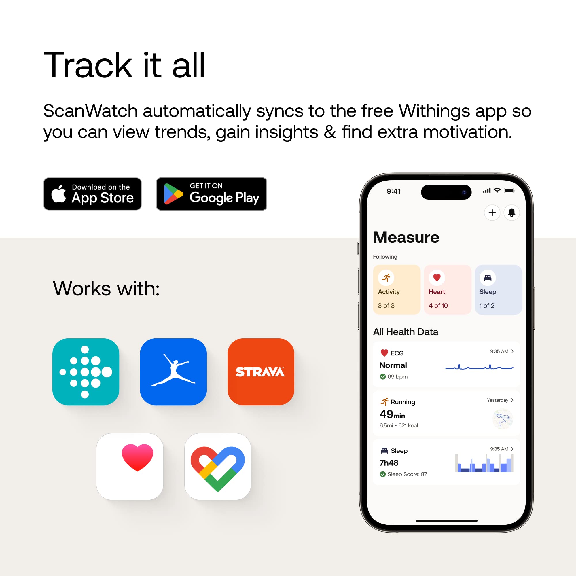 Withings ScanWatch: Hybrid ECG Smartwatch with Heart Rate Sensor and Oximeter, Multisport Smartwatch for Men/Women, 30-Day Battery Charge, Activity and Sleep Tracking, Android/iOS Compatible
