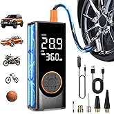 BLACKYEW Tire Inflator Portable Air Compressor, 150PSI Cordless Air Pump for Car Tires, 4X Faster 12V DC Tire Pump with Tire Pressure Gauge, LED Light for Cars, Motorcycles, Bikes, Balls (Black)