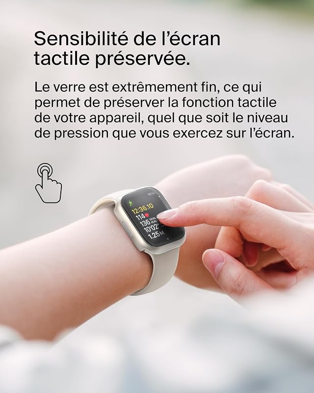 Protection d'Écran TemperedCurve pour Apple Watch Series 8 (Protection Bord-à-Bord, Coque de Protection, Verre Trempé, pour Apple Watch, Transparente)