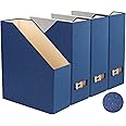 LifeSto Magazine Holder - File Holder and Desk Organizer, Paperboard Book Organizer and Storage Box for Documents, Magazine Holder Rack for Classroom, Home, and Office (Classic Blue, 4-Pack)