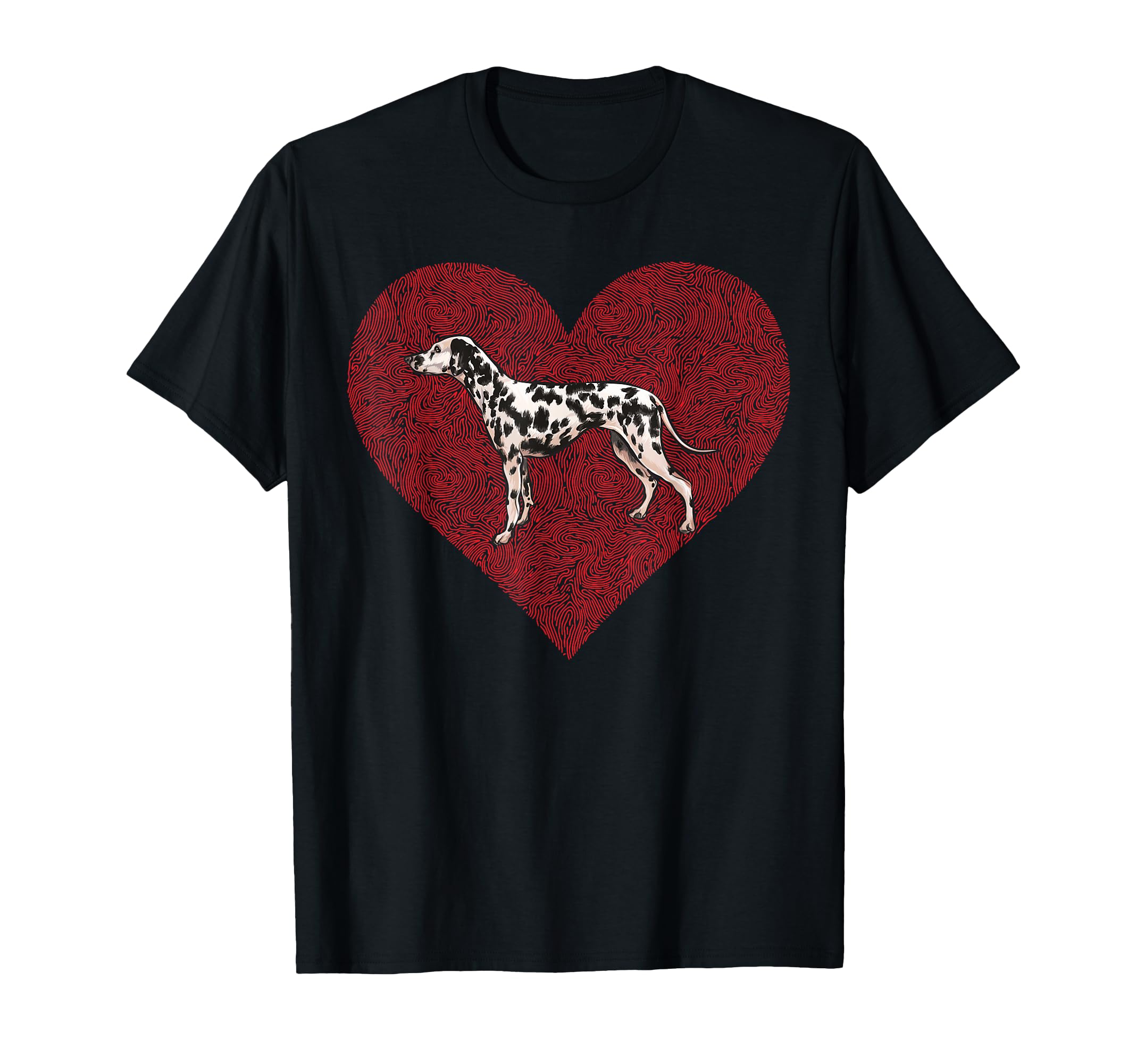 Dalmatian Valentines Day Dog Love Fingerprint T-Shirt