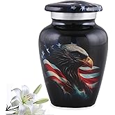 American Honor Keepsake Urn - American Flag & Eagle Mini Cremation Urns for Ashes - Veteran Token Urns - Patriotic Handcrafted American Flag Sharing Memorial Urn with Velvet Bag (Keepsake)