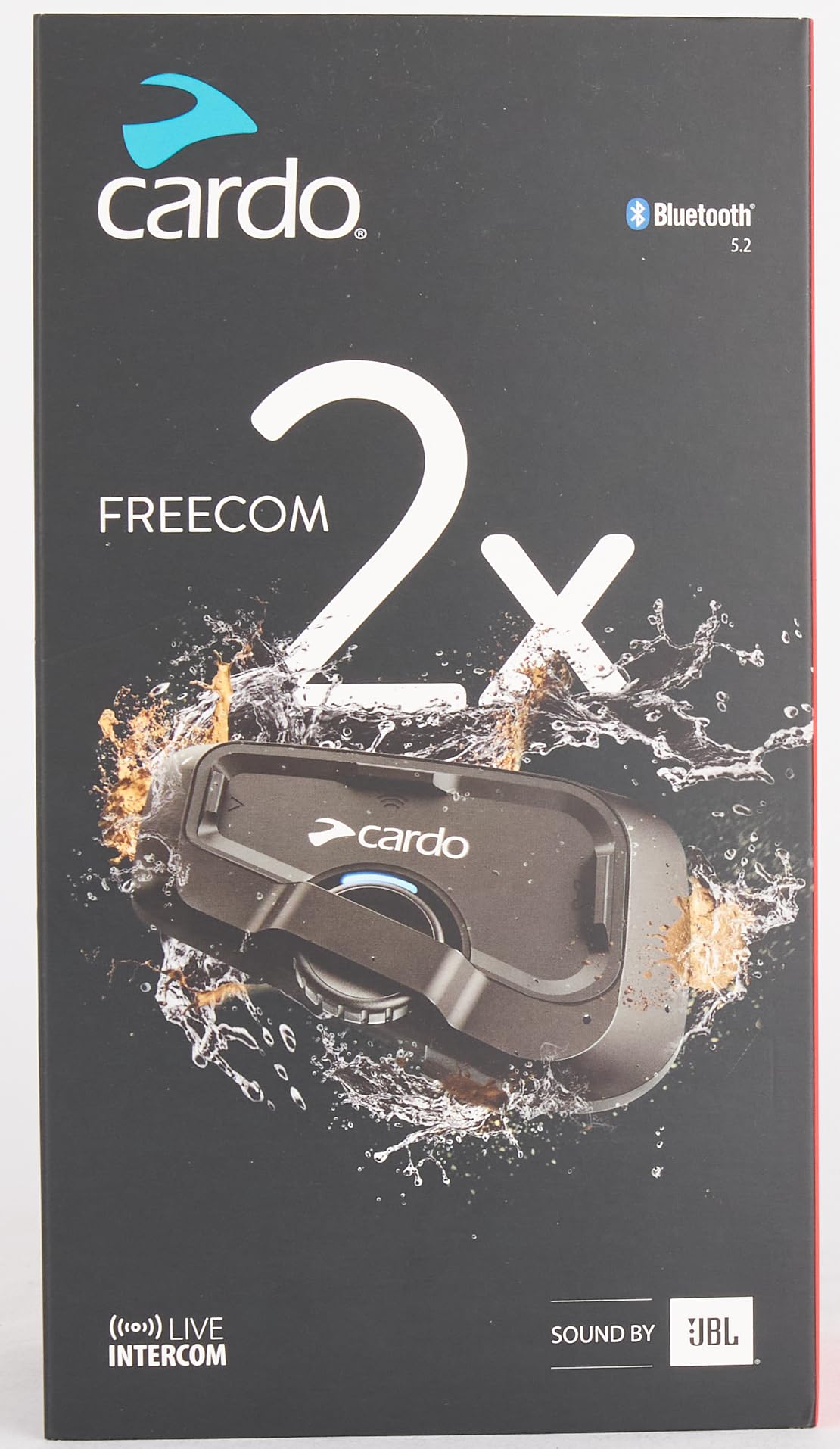 Cardo Systems FREECOM 2X Motorcycle 2-Way Helmet Bluetooth Communication System Headset Intercom, Universal Bluetooth Connectivity, Waterproof, 40mm Speakers - Single Pack