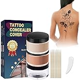 Tattoo Cover Up Makeup Waterproof, 2-Color Tattoo Concealer, Long Lasting Sweatproof Concealers and Neutralizing Makeup for Body, Naturally Cover Tattoos, Scars, Spots, Vitiligo