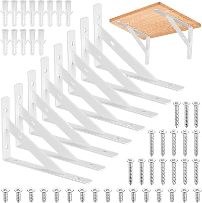 HAOCHEN 8 Pcs Heavy Duty Shelf Brackets 150x95mm White 90 Degree