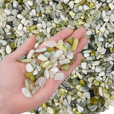 Hisredsun Natural Jade Pebbles 3.96 lb 0.3-0.5in Decorative Stones